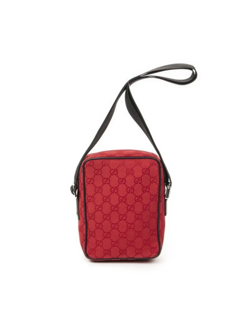 Gucci Square Pochette Crossbody Red Black GG Canvas - Picture 5 of 10